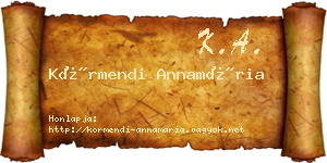 Körmendi Annamária névjegykártya