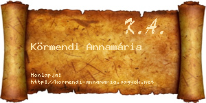 Körmendi Annamária névjegykártya